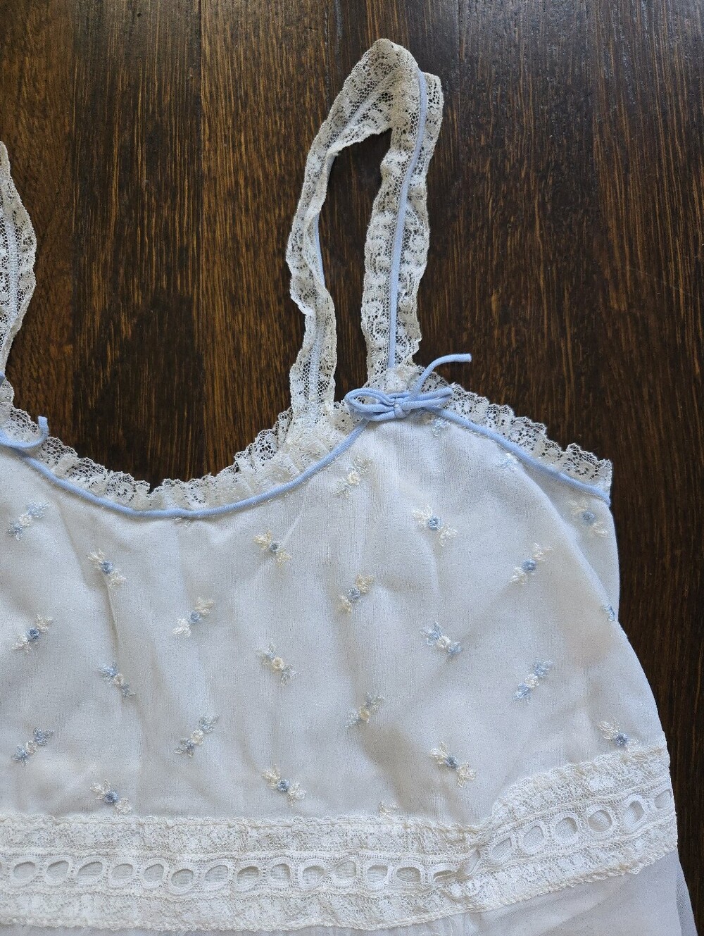 Vintage Gotham Gold Stripe Floral Lace Chemise Nightgown Size XS (original 32)